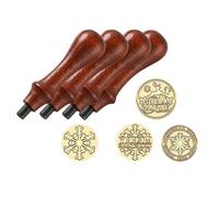 Kznifmk 4 Piezas Sello de NavideñA Cabeza de Cobre con Manejar de Madera Kit de Sello de Sellado sobre Regalo DecoracióN de InvitacióN de Fiesta