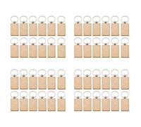 Kznifmk 48 Piezas de Madera en Rectangular Etiquetas Llaveros de Madera para Manualidades DIY