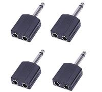 Kznifmk 4X Negro 6,35 1/4 Pulgada Macho A Hembra Doble Mono Y Cable de Adaptador de Audio PA