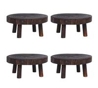 Kznifmk 4X Pedestal de Madera Redonda Decorativa RúStica para Plantas, Soporte Vertical para Plantas, Estante para Plantas en Macetas para Interior, Exterior, DecoracióN del Hogar A