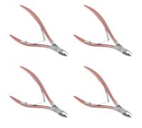 Kznifmk 4X Tijeras Alicate Cortador Pinza Empujador de Unas Cuticula Removedor de Piel Muerta Arte de la Manicura Herramienta de Aseo Alicates de Unas de Belleza Rosado