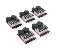 Kznifmk 5 Piezas 2 en 1 1-8S Probador de Voltaje de BateríA Lipo, Alarma de Zumbador de Bajo Voltaje RC, Probador de VerificacióN de Monitor de BateríA para Lipo/Li-Ion