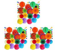 Kznifmk 60 Piezas Decoraciones de Fiesta Colorida Fiesta Ventiladores de Papel Bola de Flores de Papel Conjunto de Bolas de de Abeja para Bodas CumpleañOs Eventos Festival Suministros