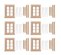 Kznifmk 6X 1:12 Casa de Muñecas Miniatura Ventana Doble de 6 Paneles de Vidrio Y Placa de Cristal Casa de Muñecas Bricolaje Doble Ventana Accesorios para Casa de Muñecas Decoración