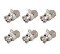 Kznifmk 6X Enchufe Macho BNC en ángulo Recto Crimp para RG58 RG400 RFC195 Conector Adaptador Coaxial, Plateado