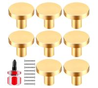 Kznifmk 8 Pomos de Gabinete, Pomo Redondo para Tocador, Tirador de Puerta de Armario con 8 Tornillos, Tiradores de Cajón, Cocina, Dorado