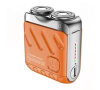 Kznifmk Afeitadora de Barba, Afeitadora Eléctrica Recargable, Cortador Magnético de Doble Anillo, Mini Afeitadora Eléctrica, Afeitadora de Viaje, Color Naranja
