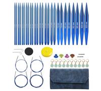 Kznifmk Agujas de Crochet Intercambiables de Aluminio, Agujas de Tejer Circulares, Juego de Hilo para Tejer, Herramientas para Tejer, Kit de Tejido A