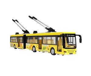 Kznifmk Alta Simulación 1:50 Aleación Pull Back Double Bus City Bus Modelo Vehículos Metal Diecasts Flashing Musical Boy Toys Amarillo