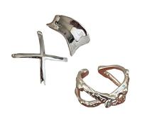 Kznifmk Anillo de Plata para Mujer Ins Fashion Hollow Line Geometric Ring Jewelry Decoration