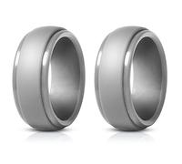 Kznifmk Anillos de Silicona Populares para Hombres de 8 mm Anillos de Boda de Silicona para Mujeres Anillo Deportivo Ambiental al Aire Libre Gris X2 9