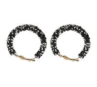 Kznifmk Aretes De Gota Grande De Cristal Redondo Coreano Para Mujer Femenino Arete Colgante De Mujer De Diamante De Imitación De Vintage De Moda Negro