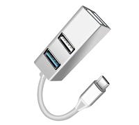 Kznifmk Base Adaptadora Mini HUB Type C una USB 3.0 HUB Divisor de EstacióN de Acoplamiento 4 en 1 para Pro Laptop Plata