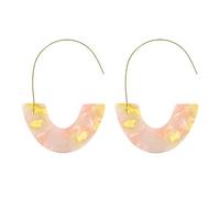 Kznifmk Big Pendientes De Gancho Diseño Especial Semicírculo Aleación Resina Pendiente De Gota Luz