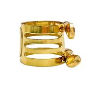 Kznifmk Boquilla de Saxofón de Metal, Tapa, Color Dorado, Anillo de Clip de Fijación de Caña de Saxofón, Ligadura de Cobre