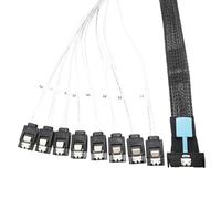 Kznifmk Cable de Conversión de Disco Duro de Servidor PCI-e Slimline SAS SFF-8654 8I A 8X Cable SFF-8654 74P A 8xSATA 7P de 0,5 M