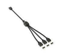 Kznifmk Cable de ExtensióN de 5 V y 3 para Placa Base de Computadora, 1 Punto, 3 Concentradores, ExtensióN de ConexióN de Cable, Divisor ARGB, Negro
