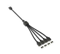 Kznifmk Cable de ExtensióN de 5 V y 3 para Placa Base de Computadora, 1 Punto, 4 Concentradores, ExtensióN de ConexióN de Cable, Divisor ARGB, Negro
