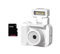 Kznifmk Cámara Mini SLR Cmos 32 GB con Luz de Flash y Base de Carga Grabadora de Video Portátil DV 1080P con Pantalla LCD