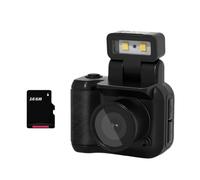 Kznifmk Cámara Mini SLR Cmos de 16 GB con Luz de Flash y Base de Carga, Grabadora de Video Portátil DV 1080P con Pantalla LCD Negra