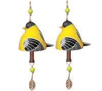 Kznifmk Campana Colgante de Canto de Pájaro Gorrión Dorado, Carillón de Viento Campestre, Colgante de Carillón de Viento Artesanal de Resina, Decoración del Hogar del Patio