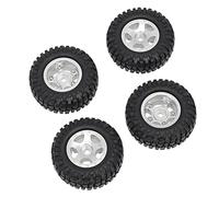 Kznifmk Carcasa de Rueda de Metal con NeumáTico para SCX24 1/24Th 4WD Modelo de CamióN Todoterreno, Plateado