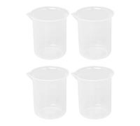 Kznifmk Cocina Laboratorio Graduado Vaso Espesan La Medidora de Plastico Transparente con Tapa Jarro 200ML 4Unids de Medicion
