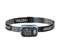 Kznifmk con Sensor de Movimiento, LED Recargable, Diadema Ajustable para Acampar, Correr, Caminar, Negro y Azul