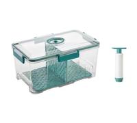 Kznifmk Contenedor de Almacenamiento de Alimentos Al Vacío, Organizador Transparente para Nevera con Capacidad de Red de Drenaje, Dispensador de Alimentos para Cocina, Verde L
