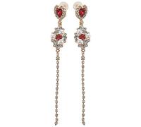 Kznifmk Cristal Moda Pendientes Colgantes para Mujer Pendientes Largos de Cristal Rojo Versión Coreana de Los Pendientes para Mujer Joyas para Mujer