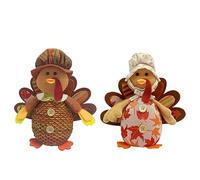 Kznifmk Decoraciones de AccióN de Gracias DecoracióN de Gnomos de OtoñO: 2 Piezas de Adornos de Felpa de Pavo Hechos A Mano con Hojas de Arce de Girasol