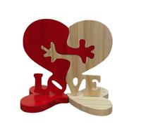 Kznifmk Escultura Decorativa de Adorno de Bloque de Rompecabezas de Madera Amor