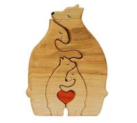 Kznifmk Estatua de la Familia del Oso de Madera Rompecabezas de Arte Familiar Adorno de Escritorio Rompecabezas del CorazóN Familiar DecoracióN del Hogar Regalo del DíA de la Madre,B