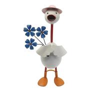 Kznifmk Estatua de Pato de Jardín, Figuras Artesanales de Hierro, Decoración Artística de Pie con Florero Plantable, Resistente A la Intemperie para Villa Al Aire Libre A