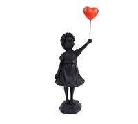 Kznifmk Estatuilla de Niña con Globo, Estatua, Escultura, Sala de Estar, Estudio, Dormitorio, Decoración de Mesa para el Hogar, Negro
