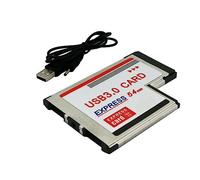 Kznifmk Express Card de 54 mm A USB 3.0 X 2 Puertos Expresscard PCI-E A Convertidor de Adaptador USB para Computadora PortáTil