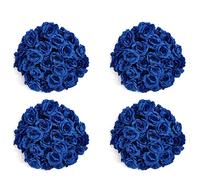 Kznifmk Flores Artificiales Cabezas de Flores de Rosas de Seda, 200 Piezas (Azul Oscuro)
