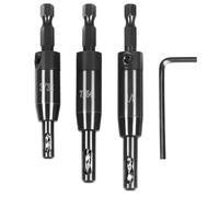 Kznifmk Juego de 3 Brocas Autocentrantes de 3/32 Pulgadas, 7/64 Pulgadas, 1/8 Pulgadas, Broca, Broca de Bisagra Autocentrante