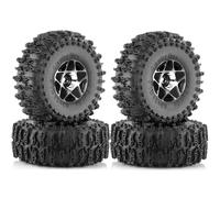 Kznifmk Juego de 4 Neumáticos de Rueda Beadlock de 63 mm y 1,0 Pulgadas para Coche RC Crawler TRX4M SCX24 FCX24 1/18 1/24, Accesorios de Piezas de Actualización, Color Negro