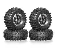 Kznifmk Juego de 4 Ruedas de Metal Beadlock de 51 mm y 1,0 Pulgadas para Coche RC Crawler TRX4M SCX24 AX24 FCX24 1/18 1/24, Piezas de Actualización Negras