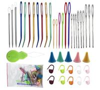Kznifmk Juego de 42 Agujas de Hilo, Agujas de Hilo Variadas, Agujas de Tapiz Dobladas, Agujas de Tejido, Agujas de Zurcir, Agujas de Ojo Grande