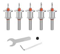 Kznifmk Juego de 5 Brocas Avellanadoras, Juego de Brocas Avellanadoras, Brocas Avellanadoras para Madera, Broca de Profundidad Ajustable