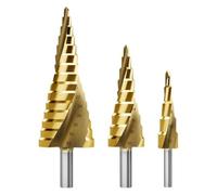 Kznifmk Juego de Brocas Escalonadas, 3 Piezas de Brocas Escalonadas de Titanio, Brocas Cónicas HSS6542 de 4 mm A 32 mm para Metal, Madera, PVC B