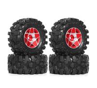 Kznifmk Juego de Neumáticos de Rueda Beadlock de Metal de 4 Piezas de 57 mm y 1,0 Pulgadas para 1/18 1/24 RC Crawler Car TRX4M SCX24 AX24 FCX24 Rojo