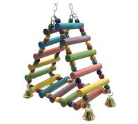 Kznifmk Juguetes para Loros, Columpio para PáJaros, Escalada, Escalera Colgante, Puente, ArcoíRis de Madera, Mascota, Loro, Guacamayo, Hamaca, Juguete para PáJaros con Campana