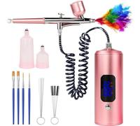 Kznifmk Kit de Aerógrafo LCD con Compresor de Aire, Máquina Aerógrafo Inalámbrica de 3 Velocidades con Manguera para Cosméticos, Arte de Pintura