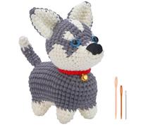 Kznifmk Kit de Ganchillo DIY Kit de Ganchillo Husky con Agujas para Hilo de Tejer MuñEco de Peluche FáCil para Principiantes Incluye Suficiente Gancho para Hilo