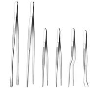 Kznifmk Kit de Pinzas de 6 Piezas, Pinzas para Alimentos de Acero Inoxidable con Puntas Dentadas de Precisión, para Tareas de Cocinar y Hornear