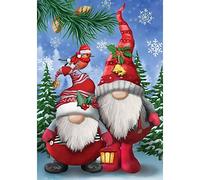 Kznifmk Kits de Gnomos de Pintura de Diamante de Navidad para Adultos, Pintura de Arte de Diamante Redondo de Taladro Completo para DecoracióN de la Pared del Hogar 30 X 40 Cm