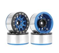 Kznifmk Llanta Negra Azul, 4 Piezas, Rueda de Metal de 1,55 Pulgadas, Modelo de Piezas de Automóvil para SCX10 Ghost TRX4 TRX6 D90 1/10 RC Crawler Car